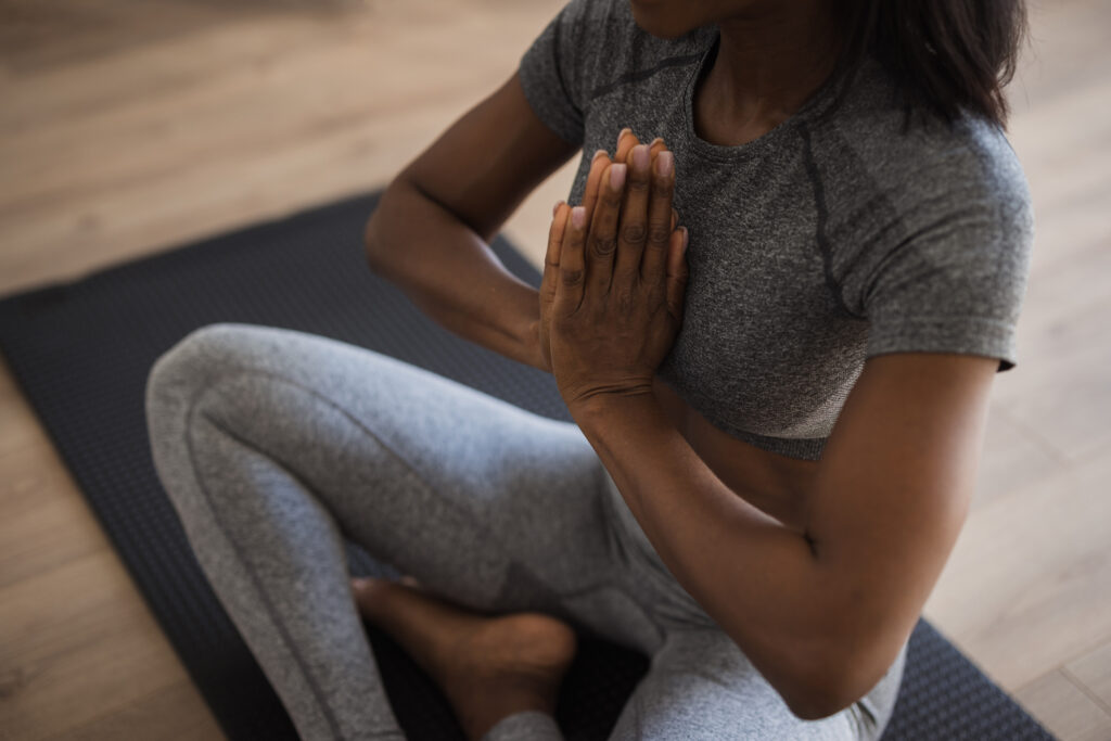 Close-up of a woman meditating