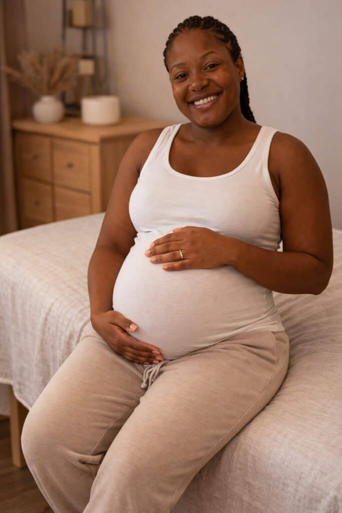 Relaxed after prenatal massage session at kāer Toronto wellness clinic